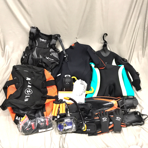 AQUA LUNG Soul XSサイズ BCジャケット WORLD DIVE ドライスーツ TUSA 24-26cm フィン 等 ダイビング用品 まとめ